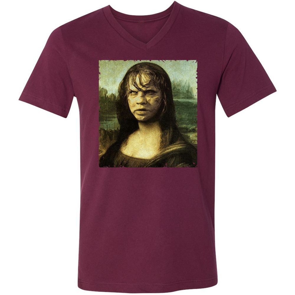 Unisex V-Neck T-Shirt - 17YJH276 - Maroon - 6