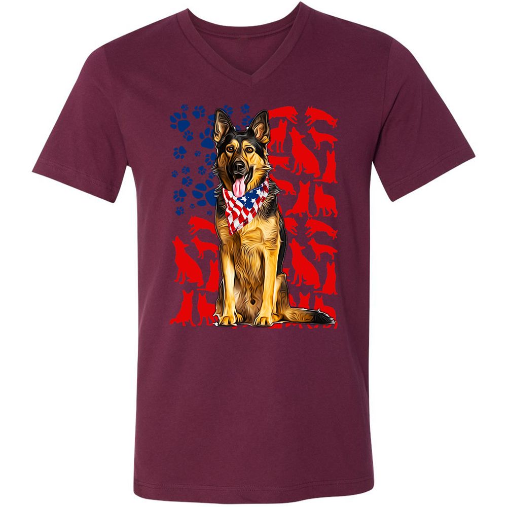 Unisex V-Neck T-Shirt - WANEWJS7 - Maroon - 6