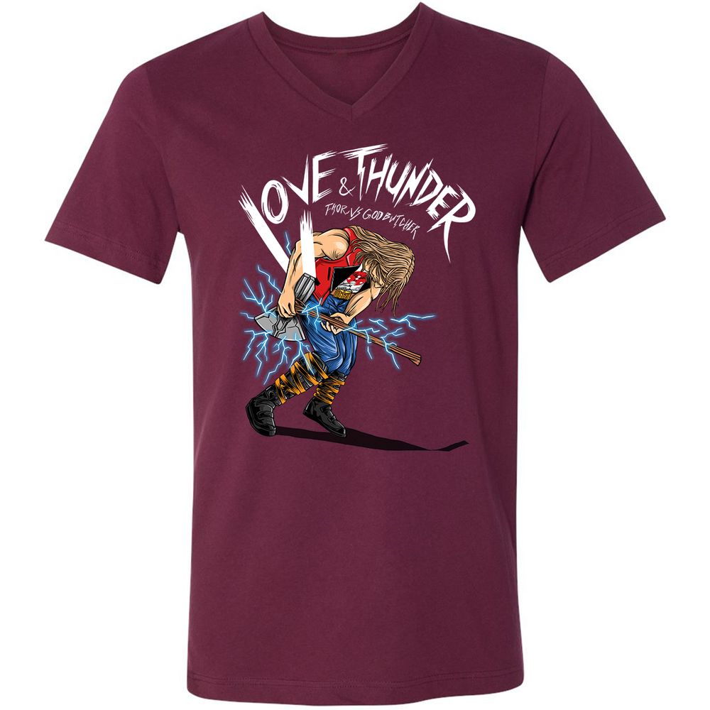 Unisex V-Neck T-Shirt - CT7SFC6G - Maroon - 6