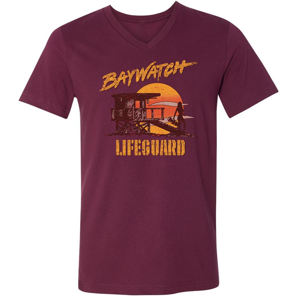 Unisex V-Neck T-Shirt - UXSYPVSZ - Maroon - 6