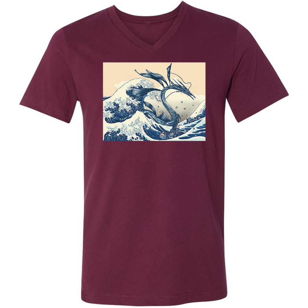 Unisex V-Neck T-Shirt - 6ASM7XRS - Maroon - 6