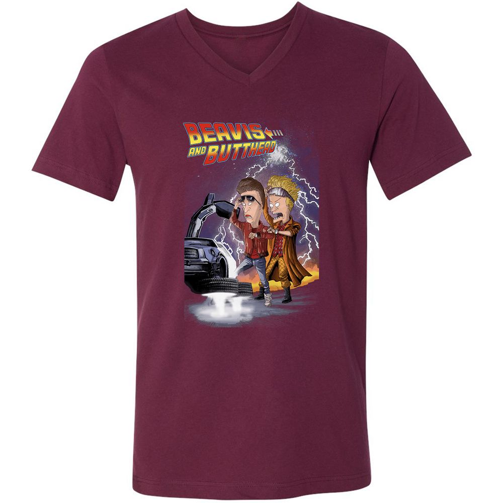 Unisex V-Neck T-Shirt - 7FZCWPUA - Maroon - 6