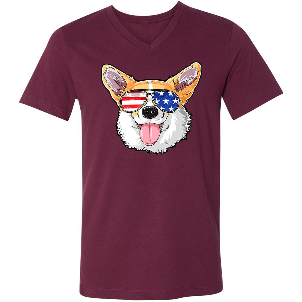 Unisex V-Neck T-Shirt - Z7UHBU8C - Maroon - 6