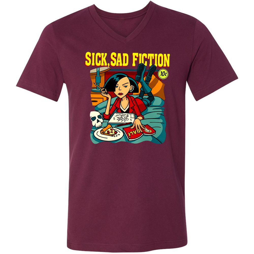 Unisex V-Neck T-Shirt - KGK8A276 - Maroon - 6