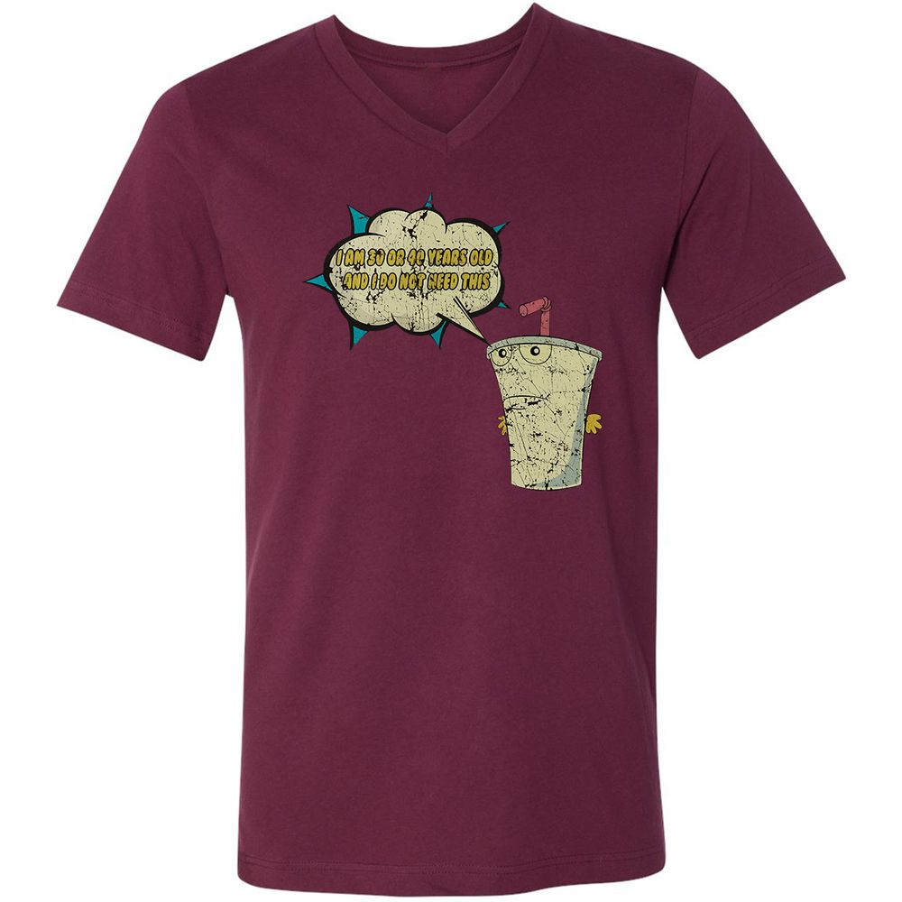 Unisex V-Neck T-Shirt - 669GP9DU - Maroon - 6