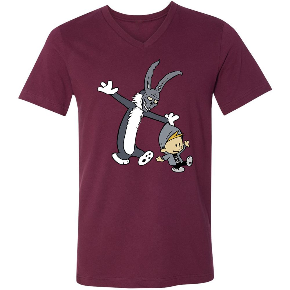 Unisex V-Neck T-Shirt - VQKHLLG6 - Maroon - 6