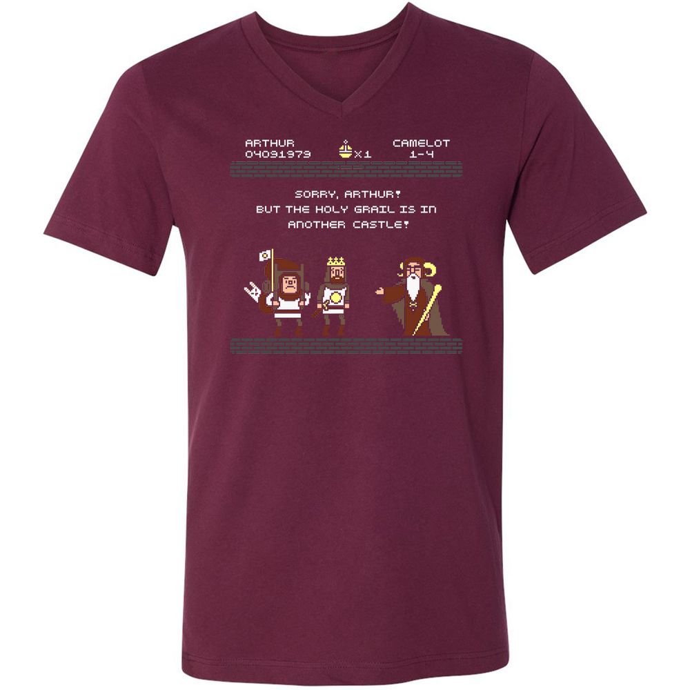 Unisex V-Neck T-Shirt - X5DE8QHY - Maroon - 6