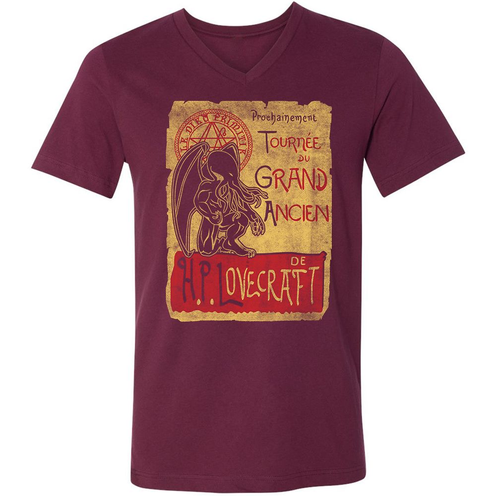 Unisex V-Neck T-Shirt - 8J2CCYD3 - Maroon - 6