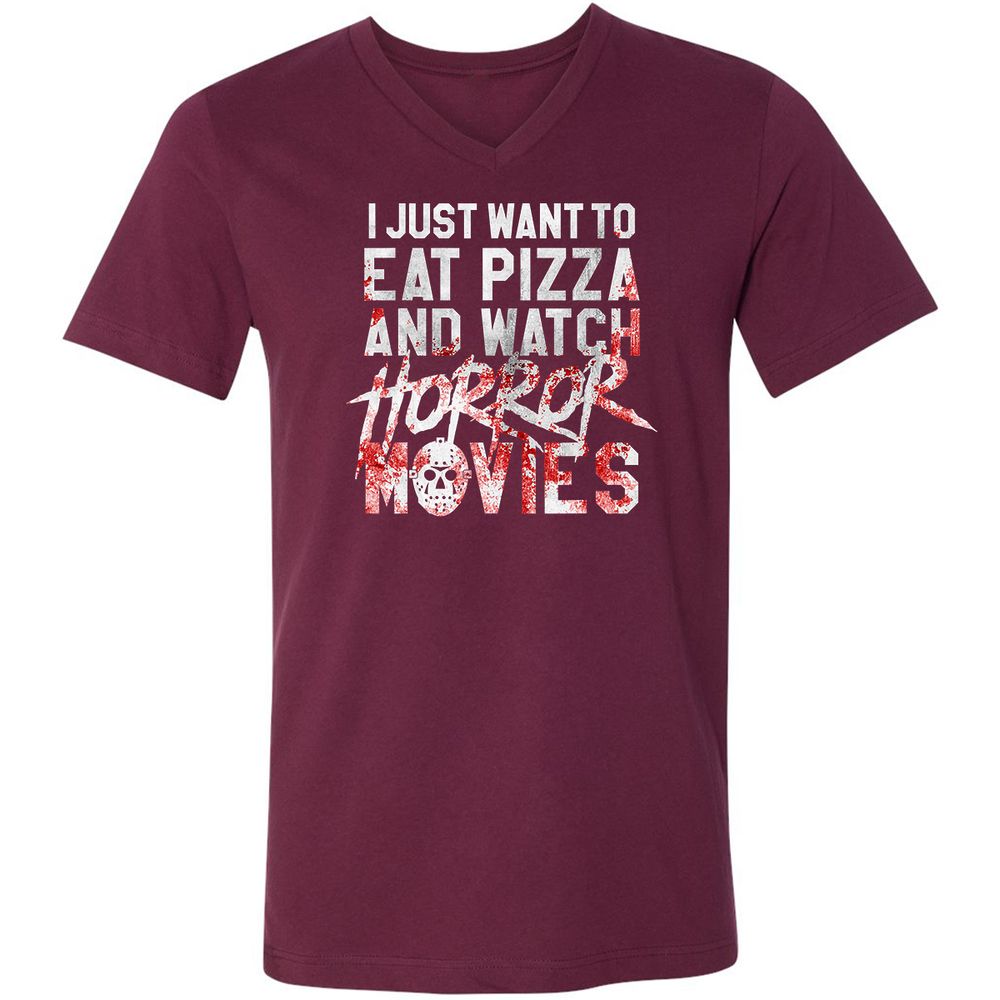 Unisex V-Neck T-Shirt - FTTVXN8J - Maroon - 6