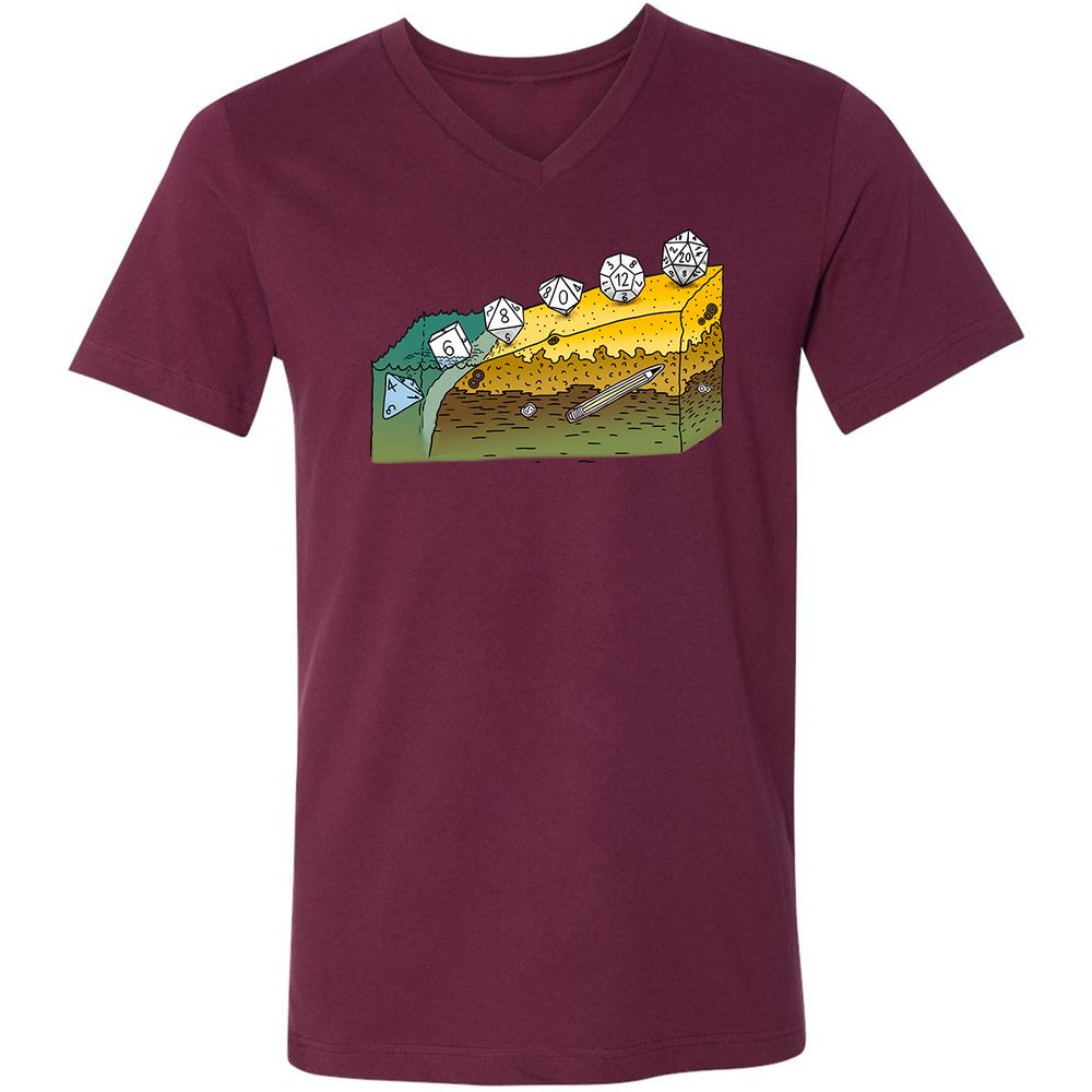 Unisex V-Neck T-Shirt - 4EH3C291 - Maroon - 6