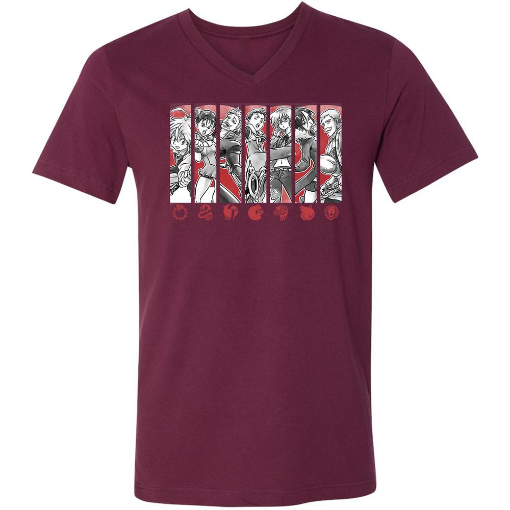 Unisex V-Neck T-Shirt - 5TF86N33 - Maroon - 6