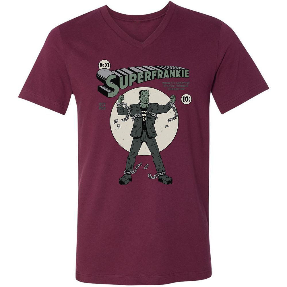 Unisex V-Neck T-Shirt - KBG7AU6R - Maroon - 6