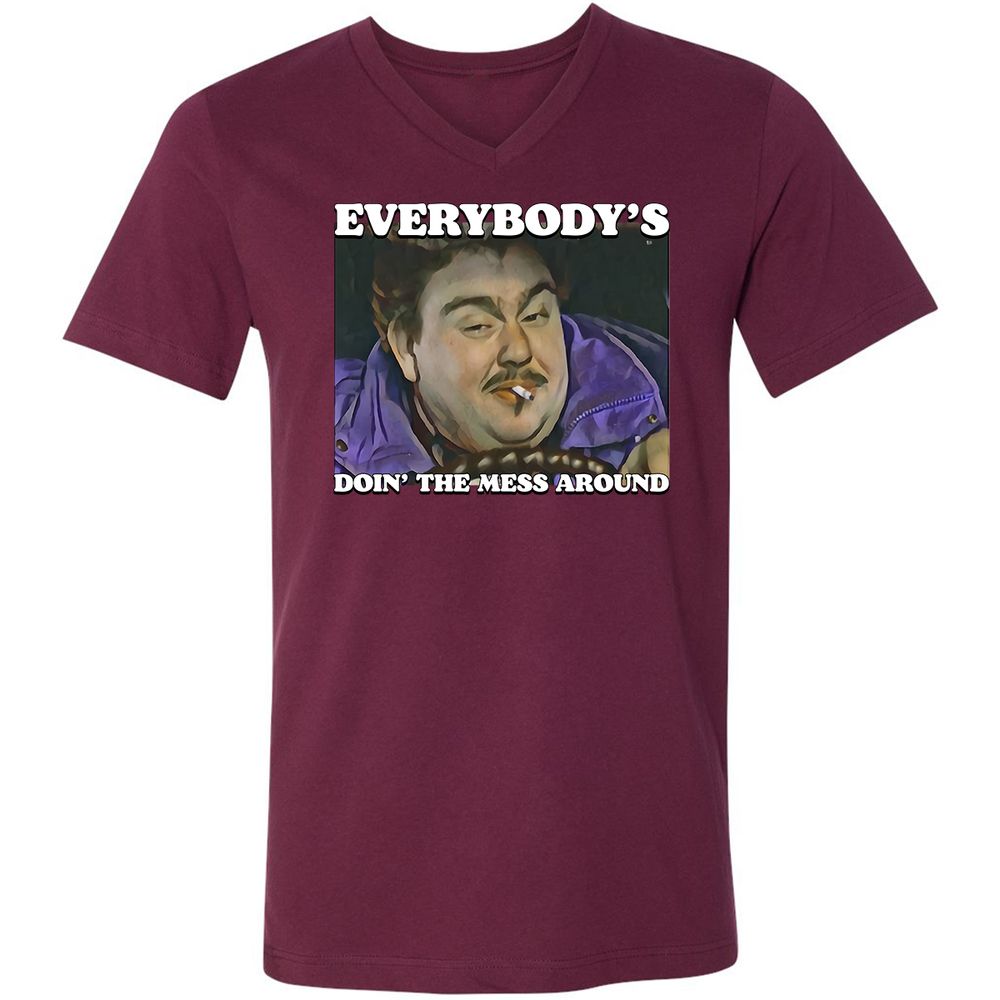 Unisex V-Neck T-Shirt - VU2EGM6Y - Maroon - 6