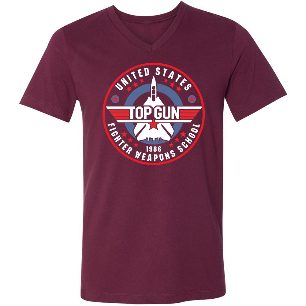 Unisex V-Neck T-Shirt - 194BU7W5 - Maroon - 6