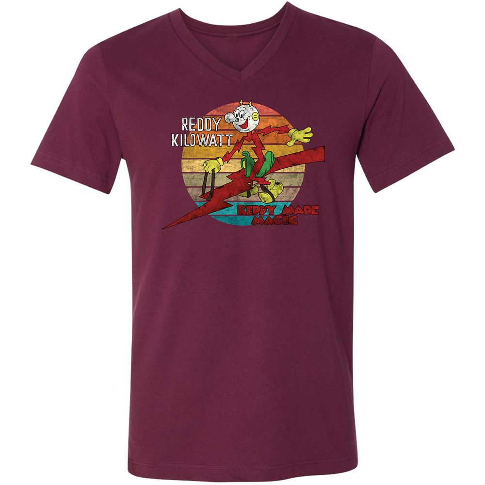 Unisex V-Neck T-Shirt - GJ9W2UXV - Maroon - 6