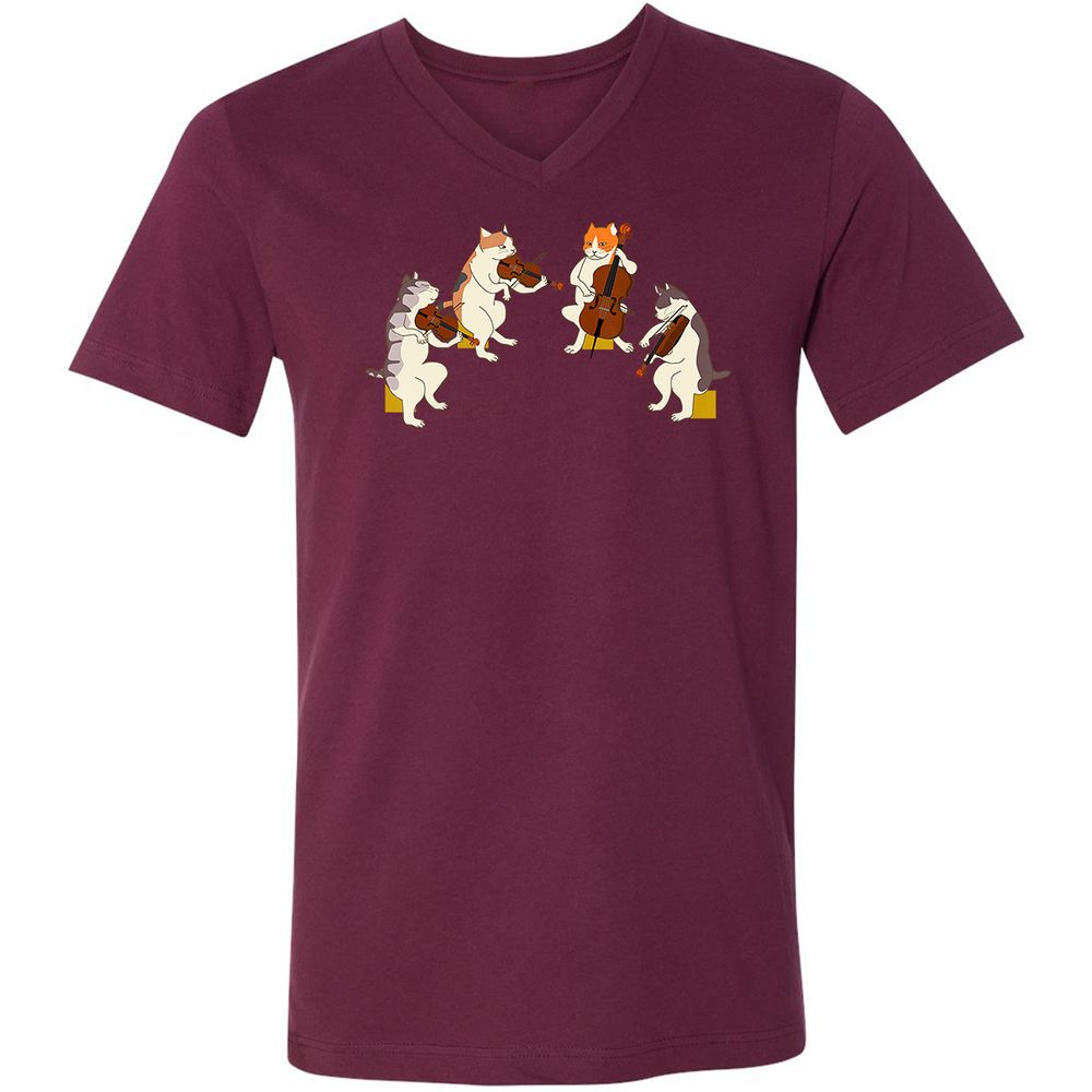 Unisex V-Neck T-Shirt - 9C3L1XJ8 - Maroon - 6