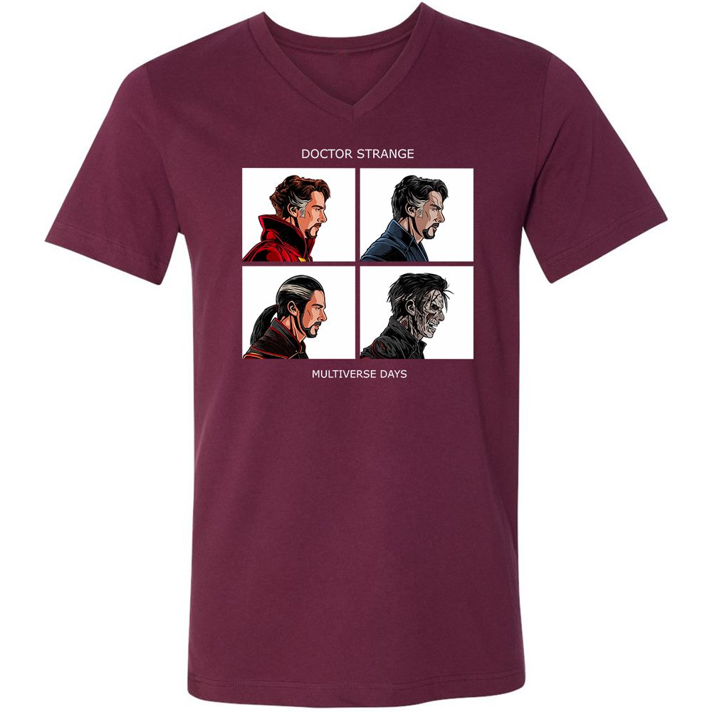 Unisex V-Neck T-Shirt - 87F8GCTJ - Maroon - 6