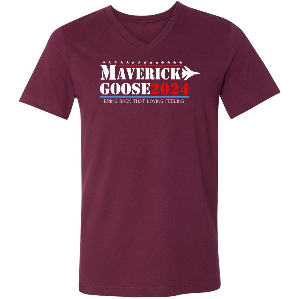 Unisex V-Neck T-Shirt - 48KBFBVS - Maroon - 6