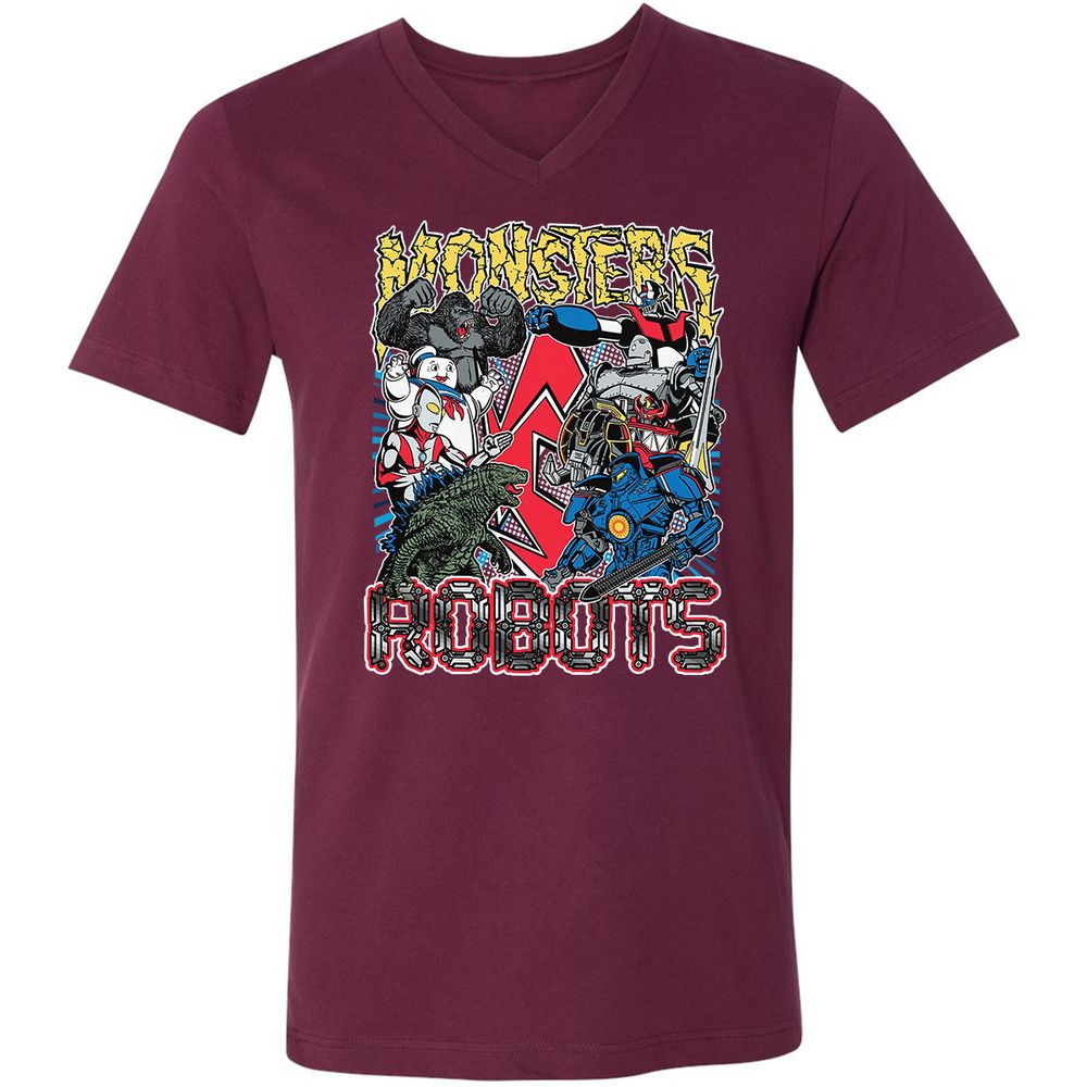 Unisex V-Neck T-Shirt - D4NFX6VP - Maroon - 6