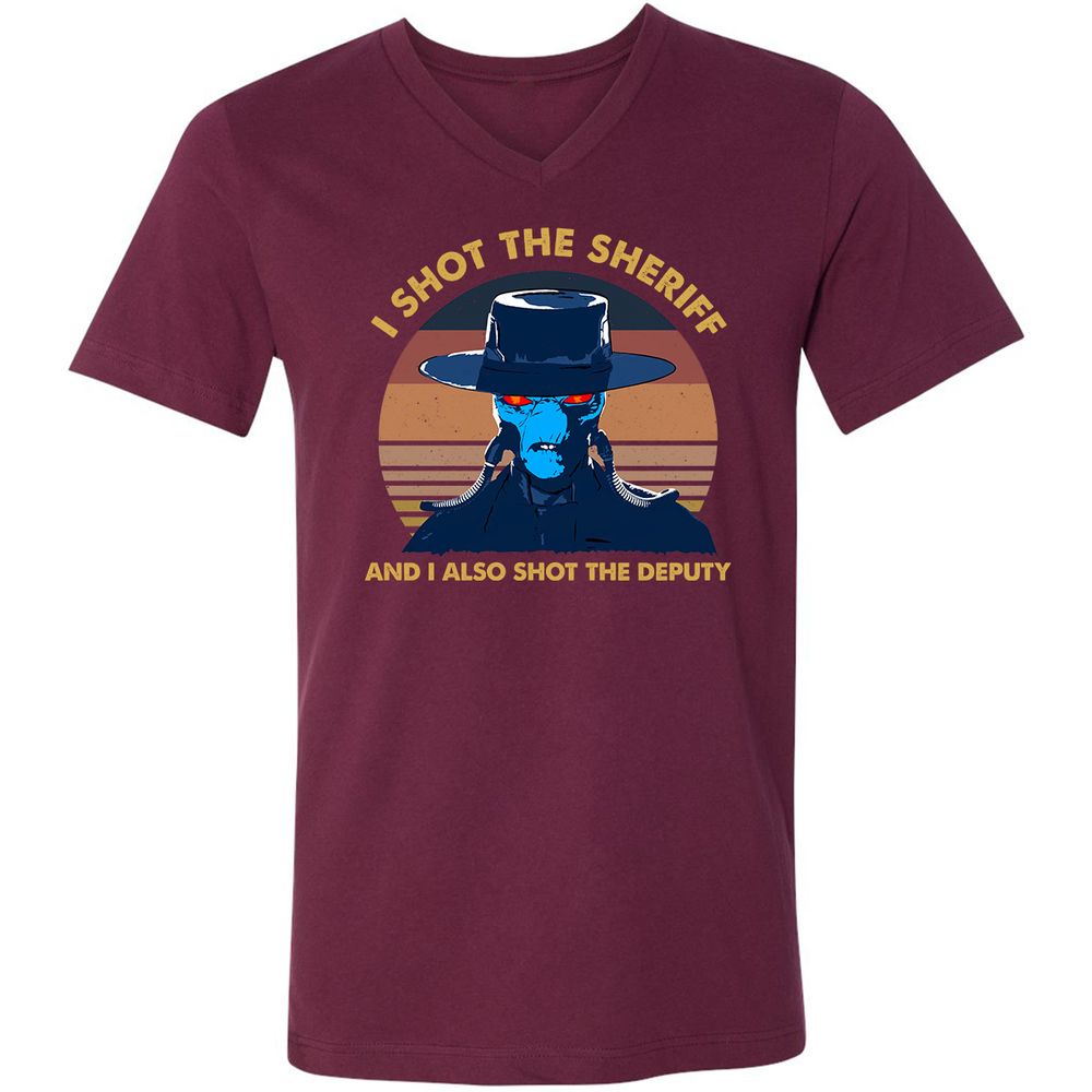 Unisex V-Neck T-Shirt - Y46TRZEM - Maroon - 6