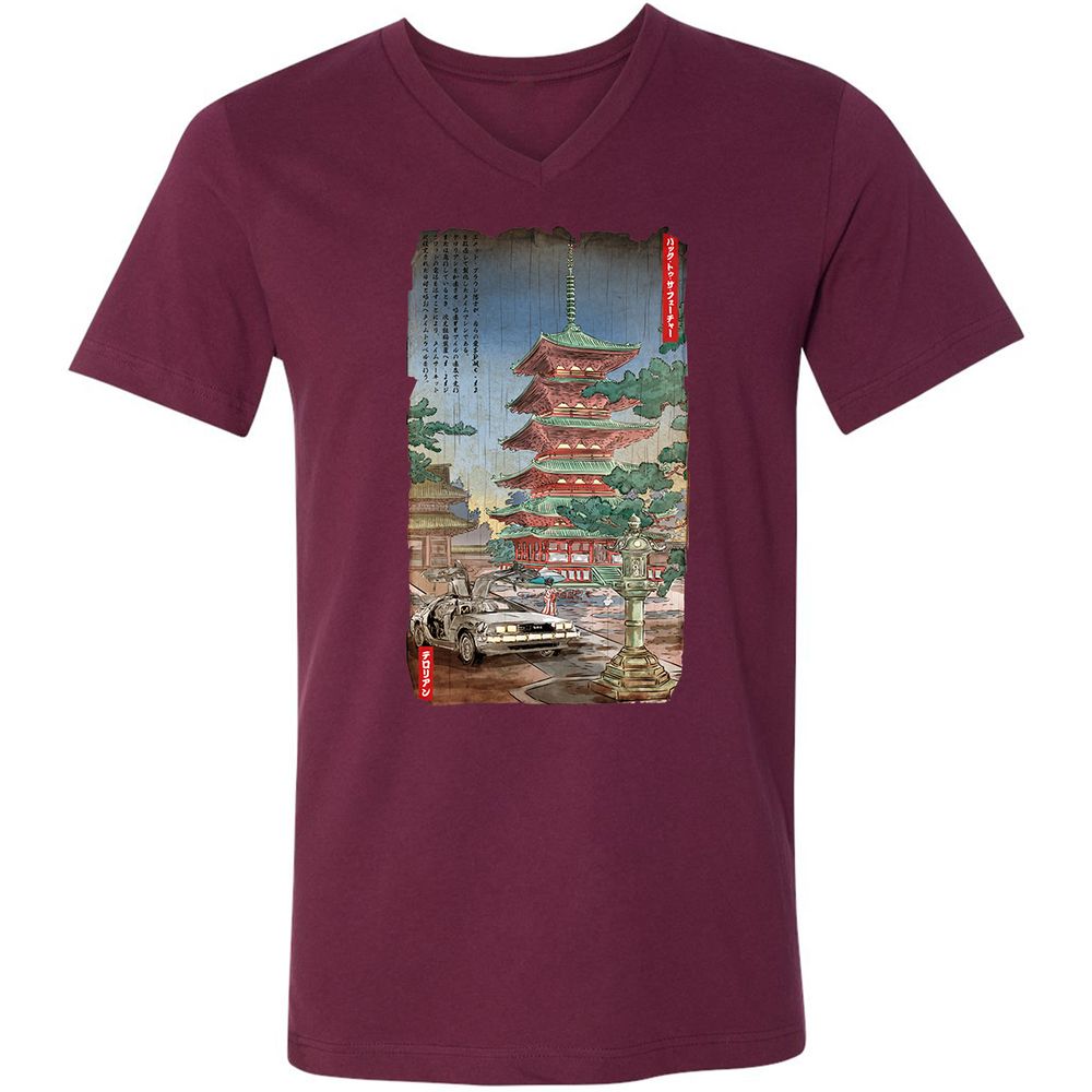 Unisex V-Neck T-Shirt - EDLBJANP - Maroon - 6