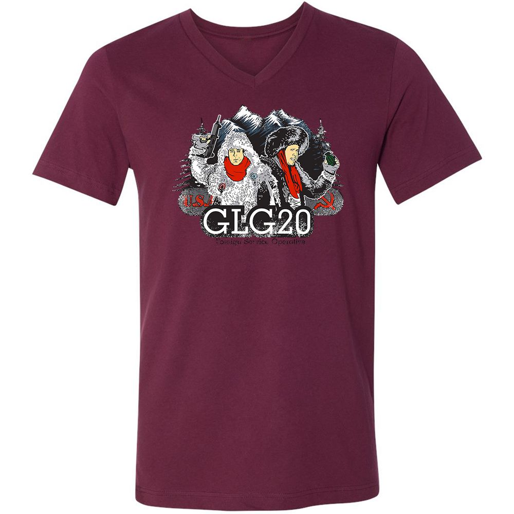 Unisex V-Neck T-Shirt - EQZB5MKD - Maroon - 6