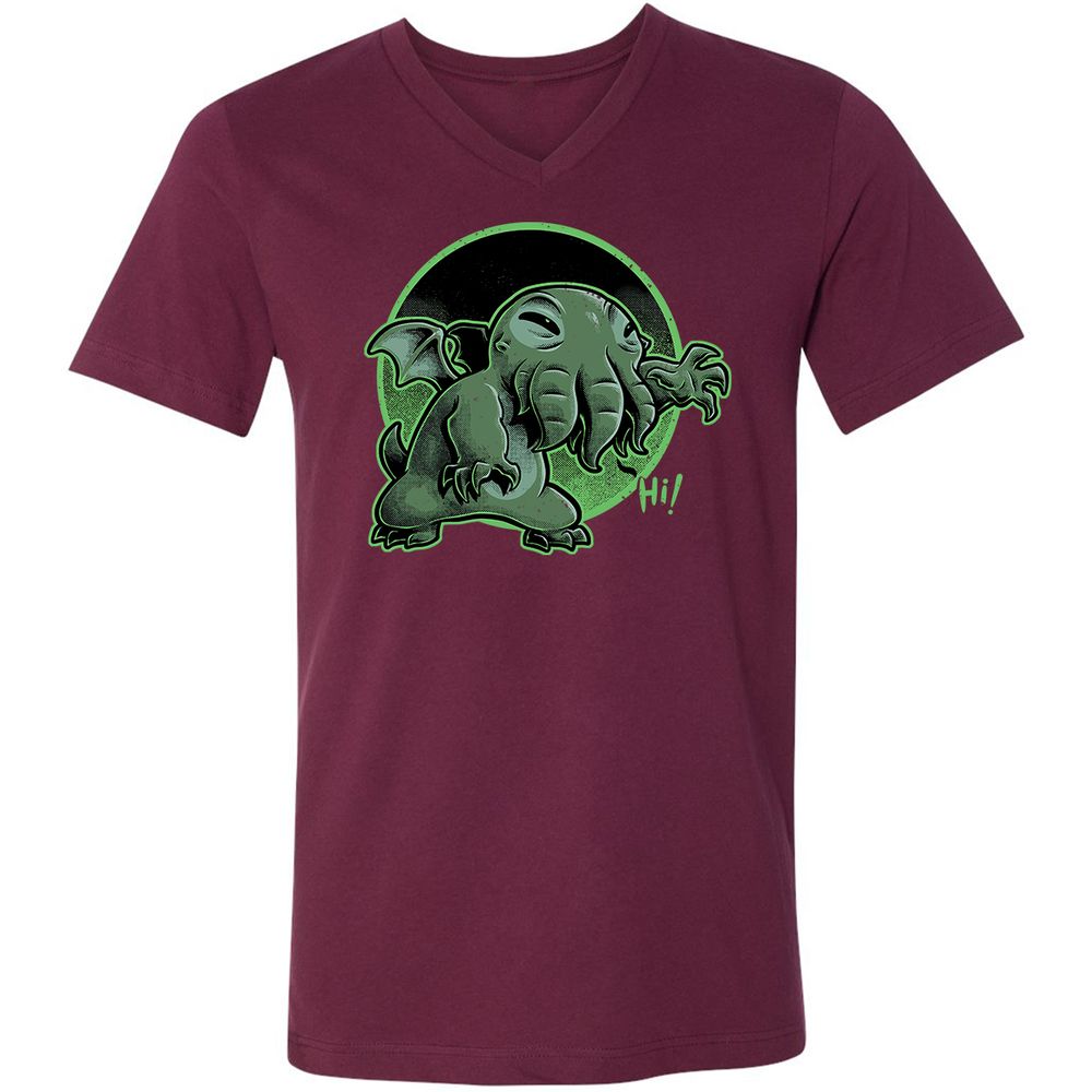 Unisex V-Neck T-Shirt - H9DCGJQM - Maroon - 6