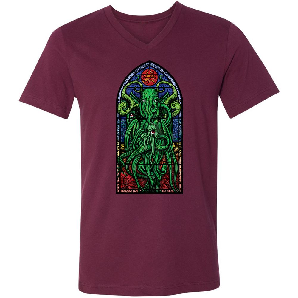 Unisex V-Neck T-Shirt - TWE2ZB68 - Maroon - 6
