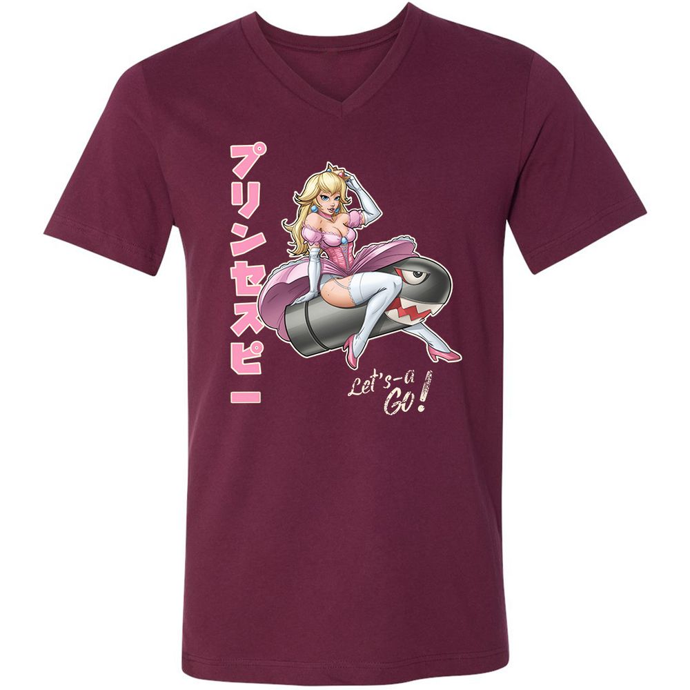 Unisex V-Neck T-Shirt - 6PEE93JC - Maroon - 6