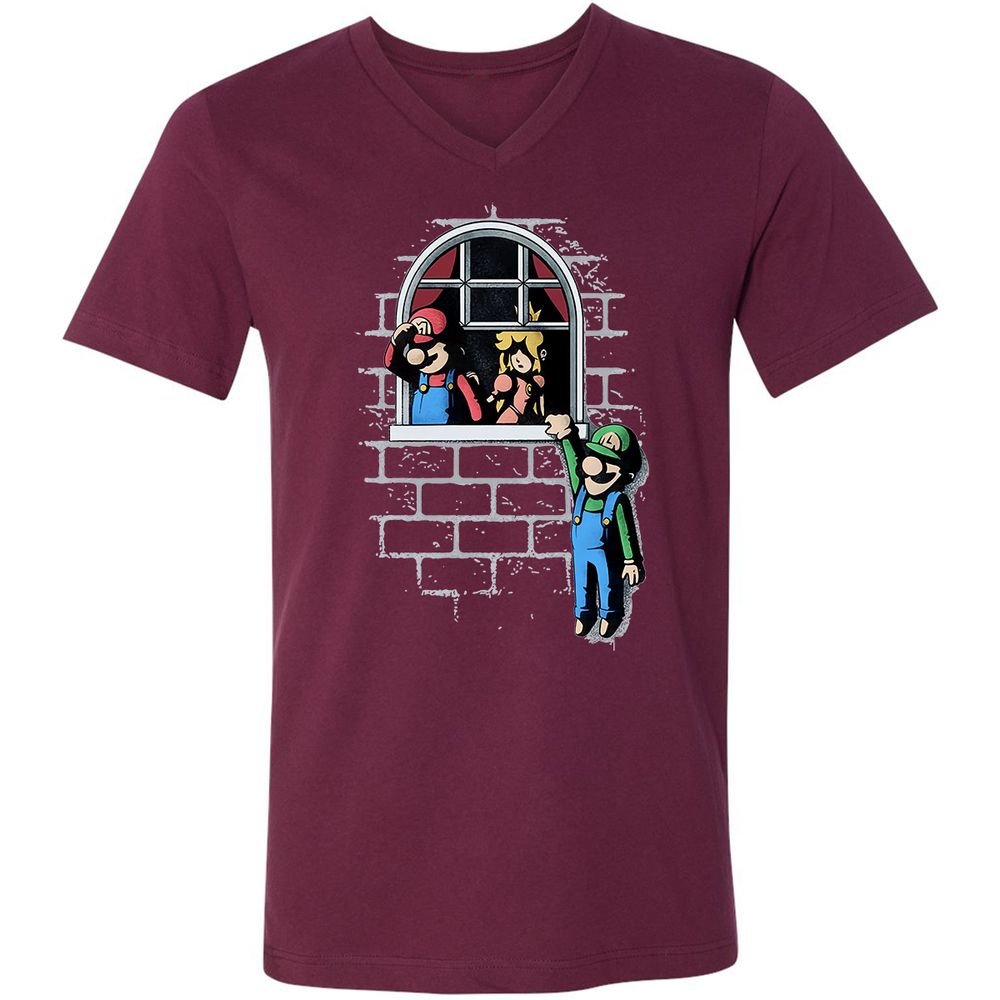 Unisex V-Neck T-Shirt - CBV7YKQQ - Maroon - 6