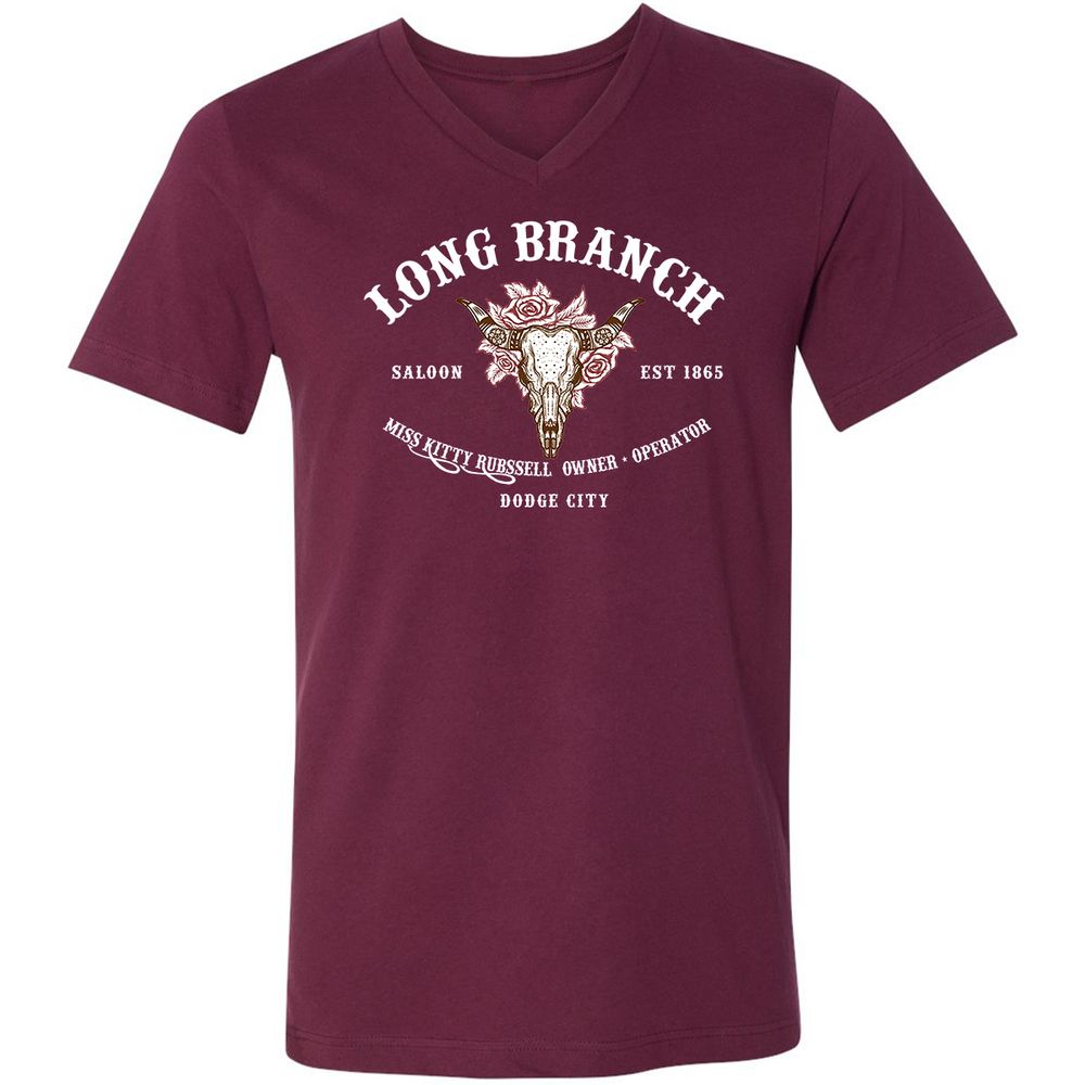 Unisex V-Neck T-Shirt - KRL1X7MH - Maroon - 6