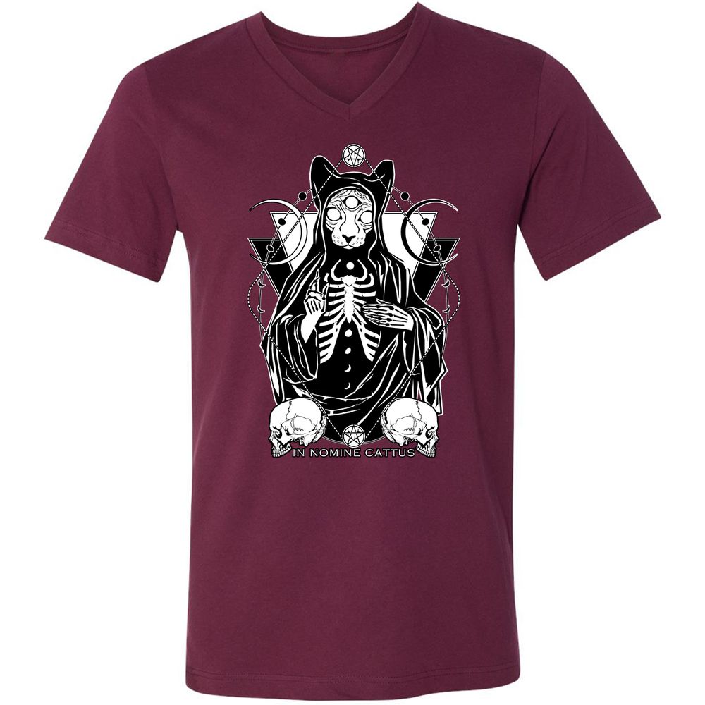 Unisex V-Neck T-Shirt - V9RGSBMM - Maroon - 6