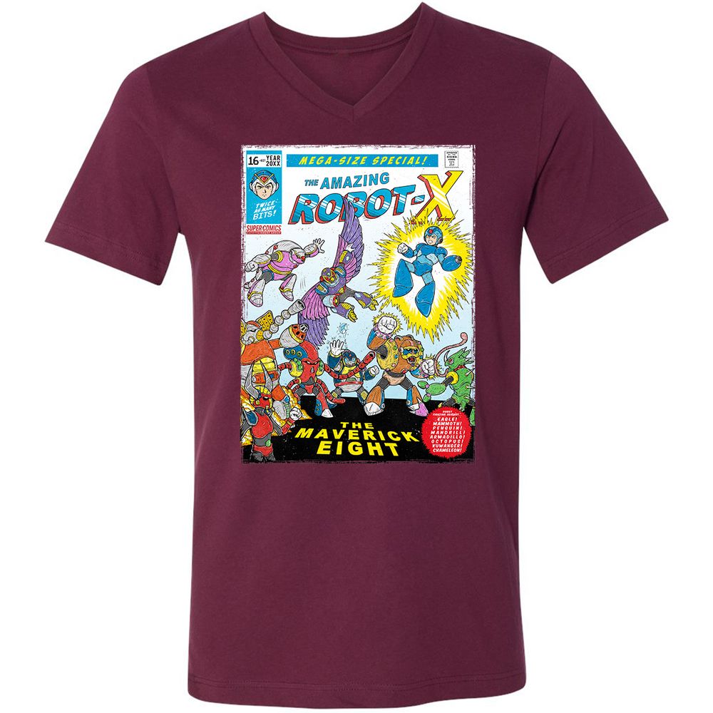 Unisex V-Neck T-Shirt - 6KNQZDAD - Maroon - 6