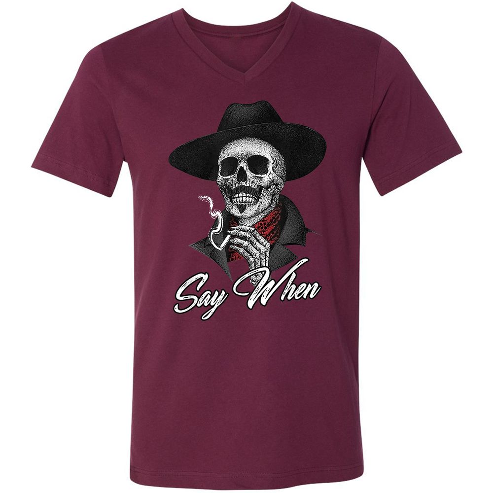 Unisex V-Neck T-Shirt - 5ZPEVTYX - Maroon - 6