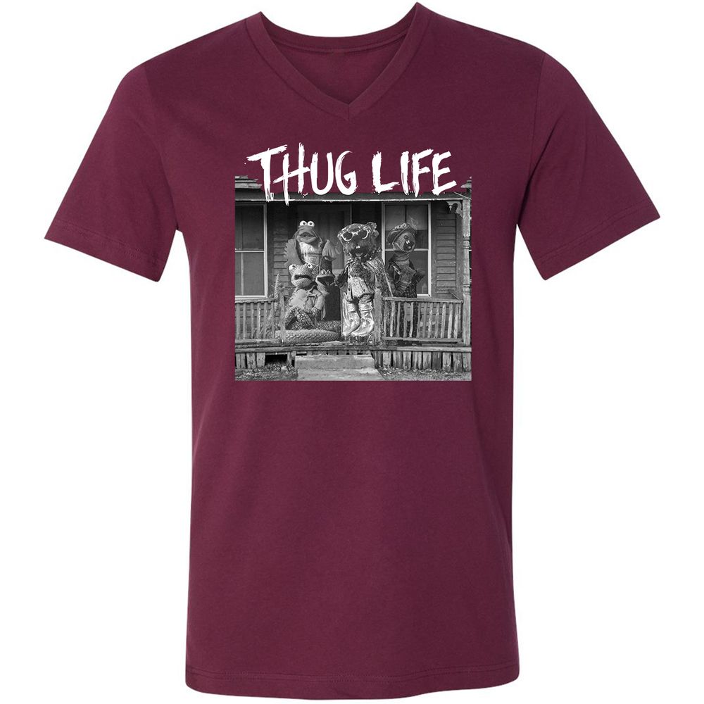Unisex V-Neck T-Shirt - F7N6MEUM - Maroon - 6