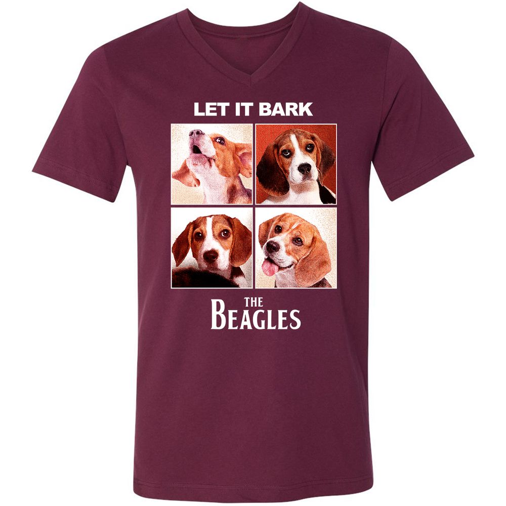 Unisex V-Neck T-Shirt - FDXZ7E8W - Maroon - 6