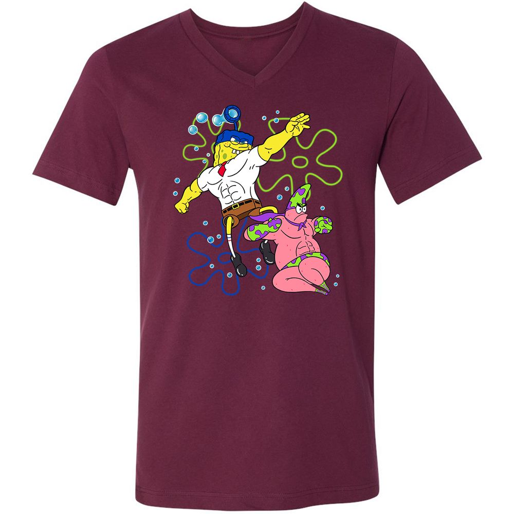 Unisex V-Neck T-Shirt - 8RRK6HKW - Maroon - 6