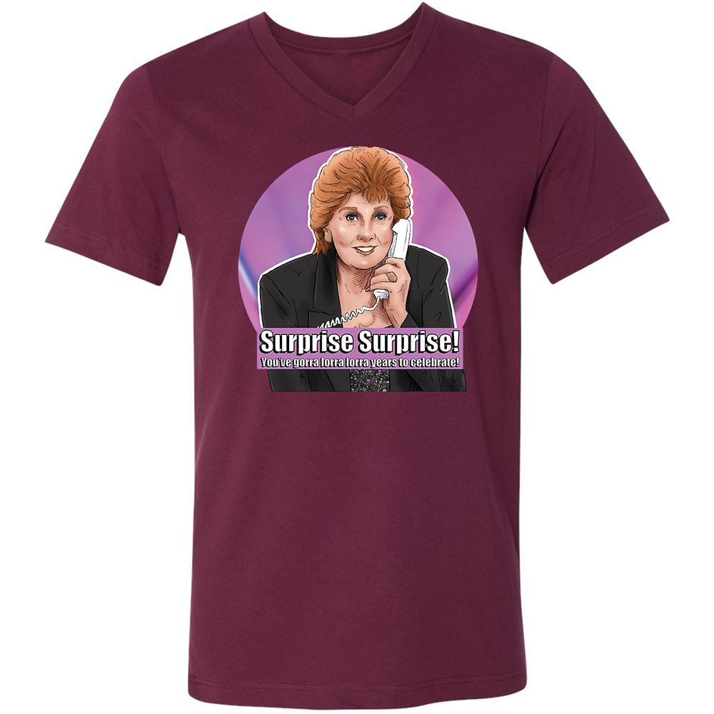 Unisex V-Neck T-Shirt - VWSW1N7V - Maroon - 6