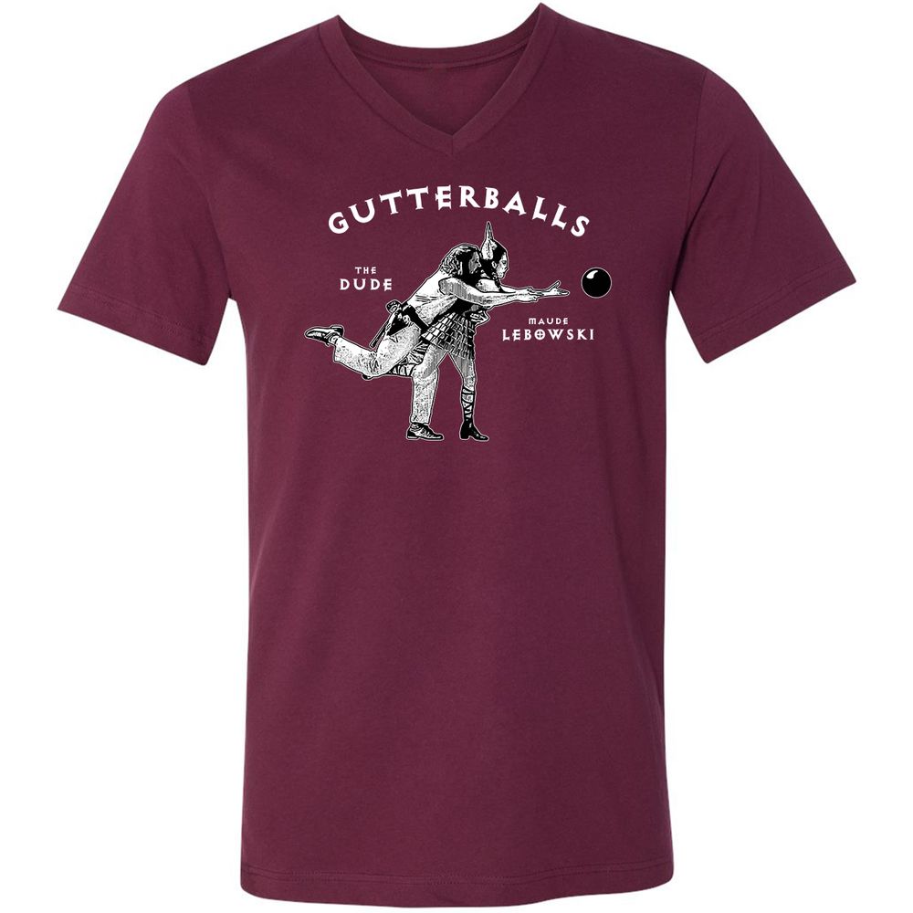 Unisex V-Neck T-Shirt - 9G7K5227 - Maroon - 6
