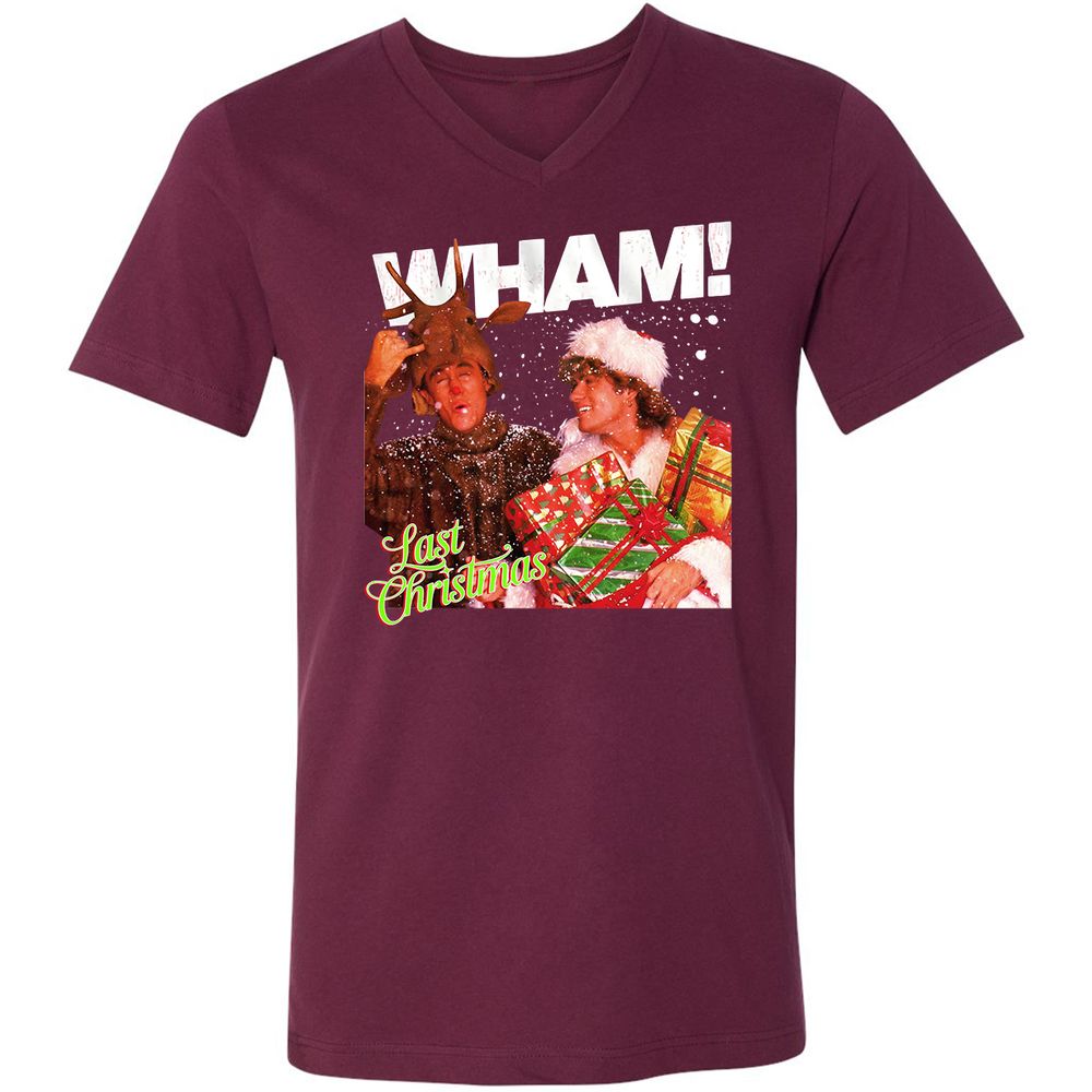 Unisex V-Neck T-Shirt - HF4KKP13 - Maroon - 6
