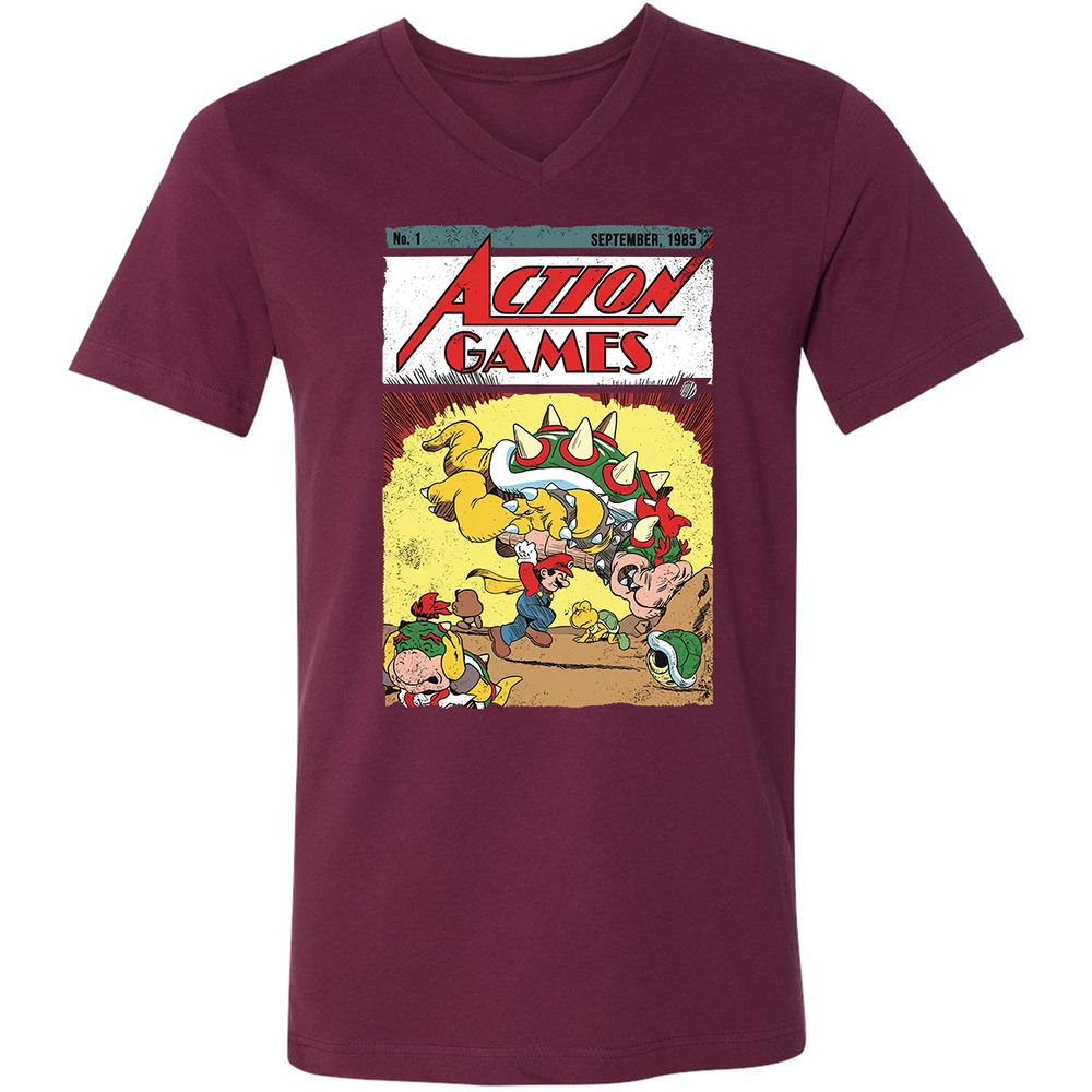 Unisex V-Neck T-Shirt - TXFW73NM - Maroon - 6