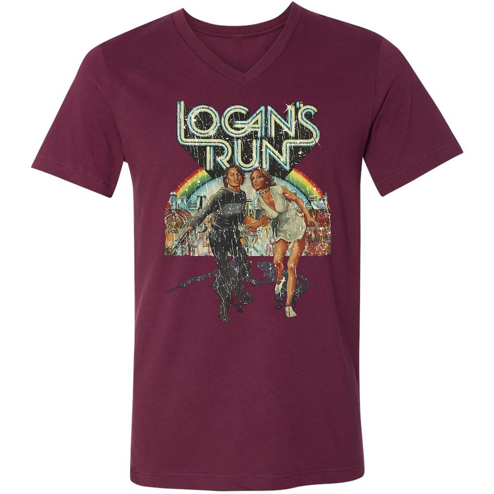 Unisex V-Neck T-Shirt - KLQMU9VX - Maroon - 6