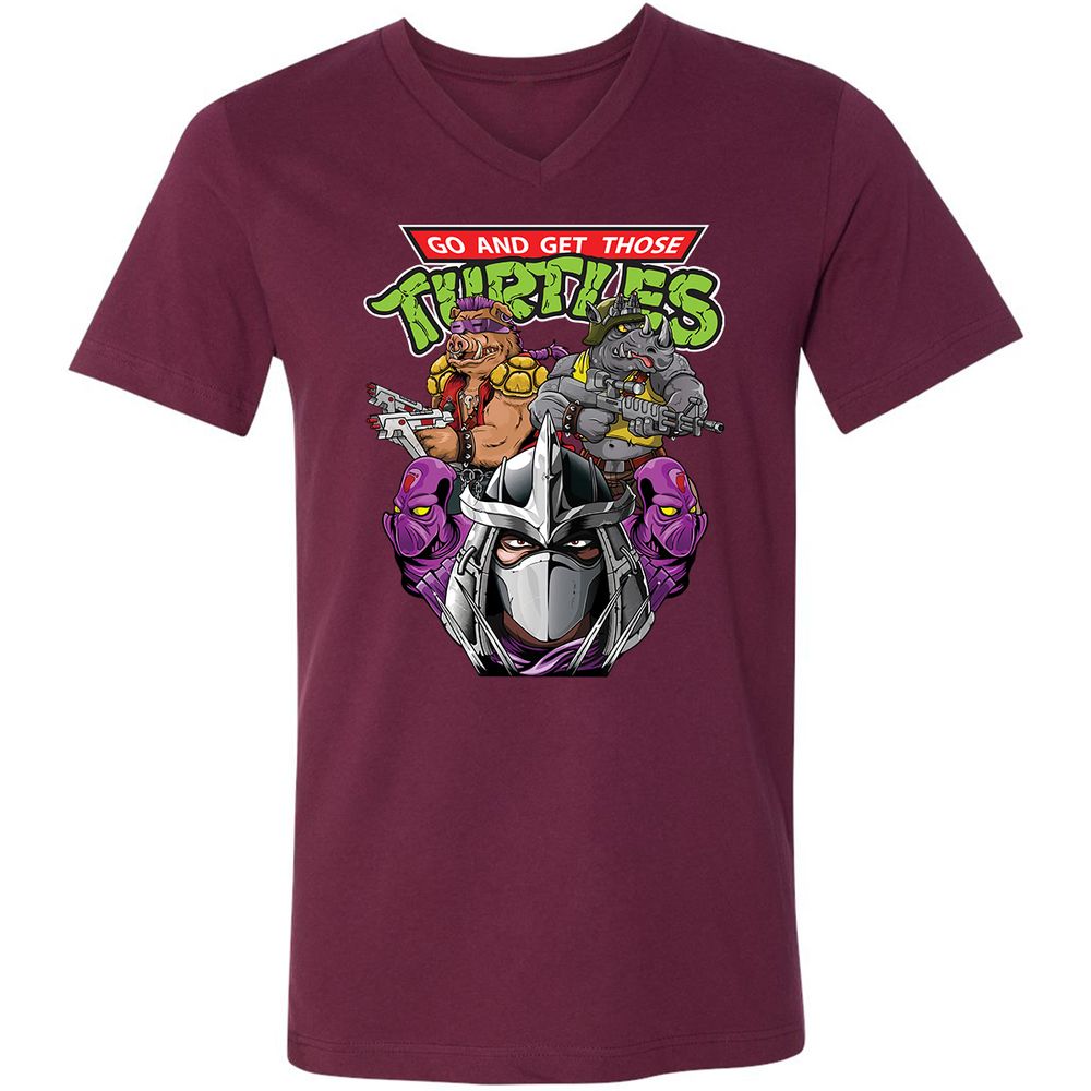 Unisex V-Neck T-Shirt - 73V5KE4S - Maroon - 6