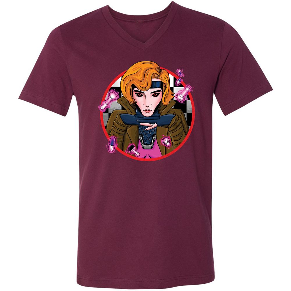 Unisex V-Neck T-Shirt - P7TFFMAP - Maroon - 6