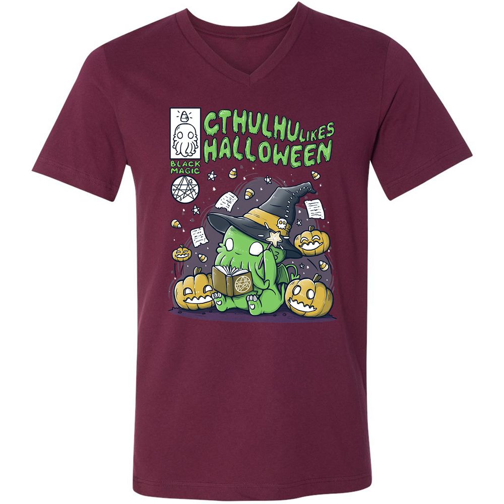 Unisex V-Neck T-Shirt - EGSXQRHN - Maroon - 6