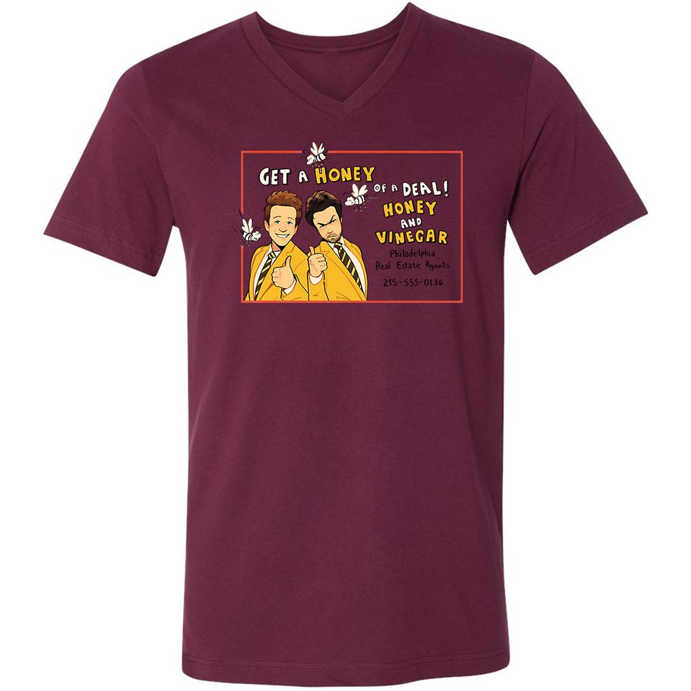 Unisex V-Neck T-Shirt - FTEGSH1H - Maroon - 6