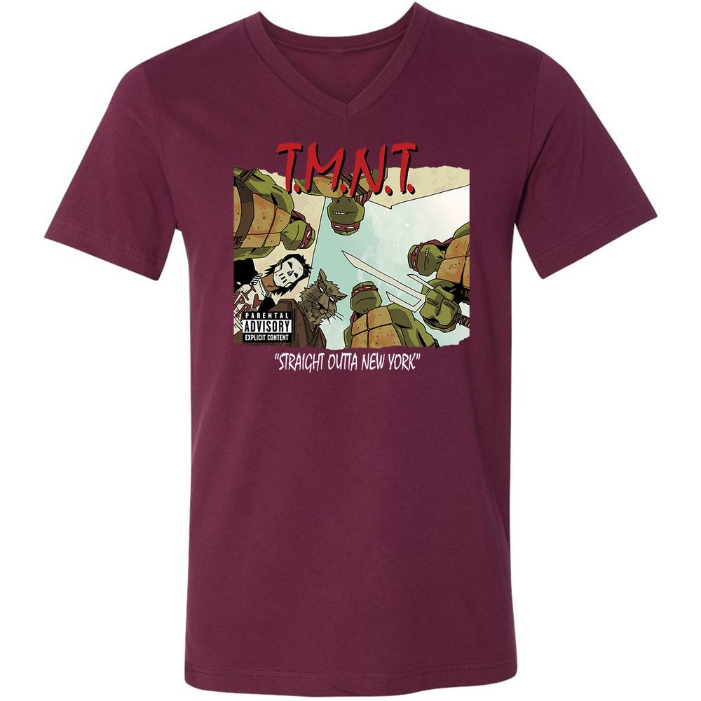 Unisex V-Neck T-Shirt - 2RZ9YJ4M - Maroon - 6