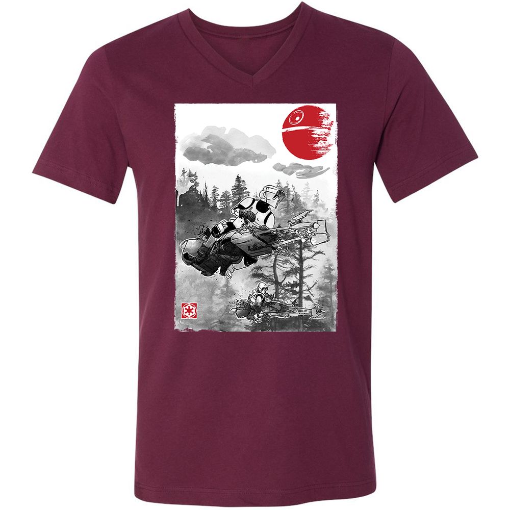 Unisex V-Neck T-Shirt - 8CV4PQEN - Maroon - 6