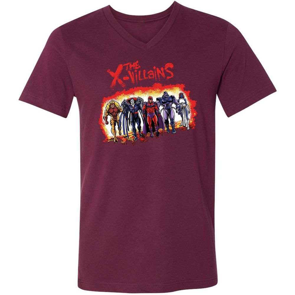 Unisex V-Neck T-Shirt - ZK1XLCWV - Maroon - 6