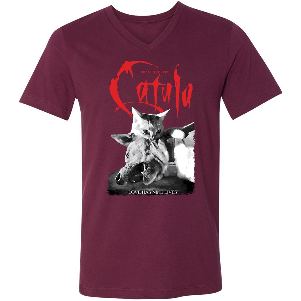 Unisex V-Neck T-Shirt - ZRJR2XPP - Maroon - 6